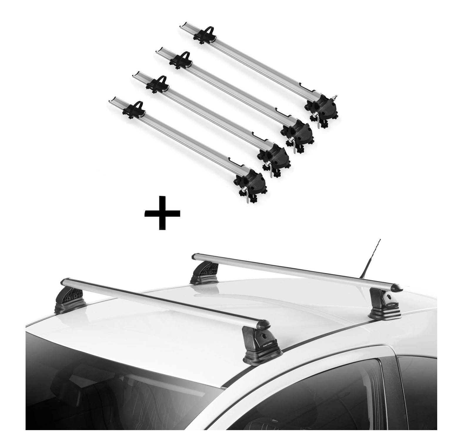 4x Fahrradträger Bike Pro + Dachträger VDP EVO ALU kompatibel mit Bmw Serie 3 Touring (E46) 5 Türer 2003-2005