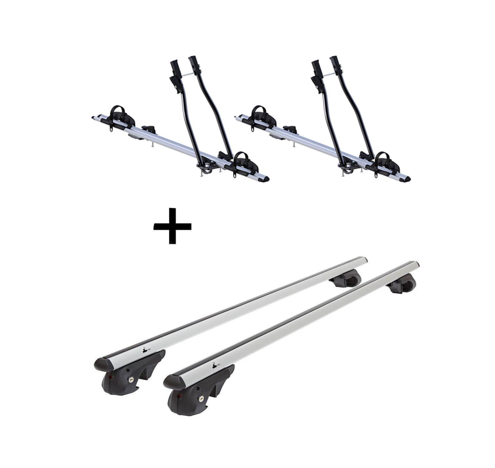 2X Fahrradträger SAGITTAR + Dachträger VDP004 L kompatibel mit für Land Rover Freelander ab 1999