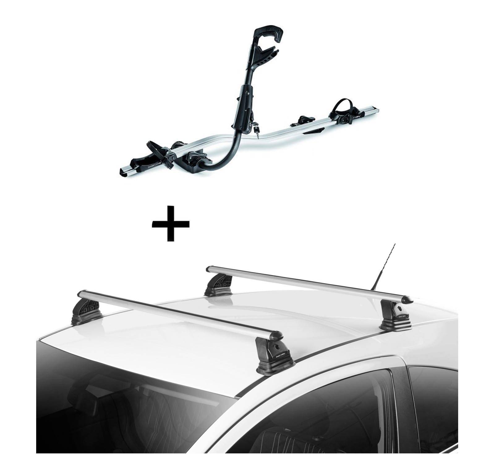 1x Fast Rider Alu Fahrradträger + Dachträger VDP EVO ALU kompatibel mit für Mercedes CLA Shooting Brake (X117) 5 Türer 2015-2019