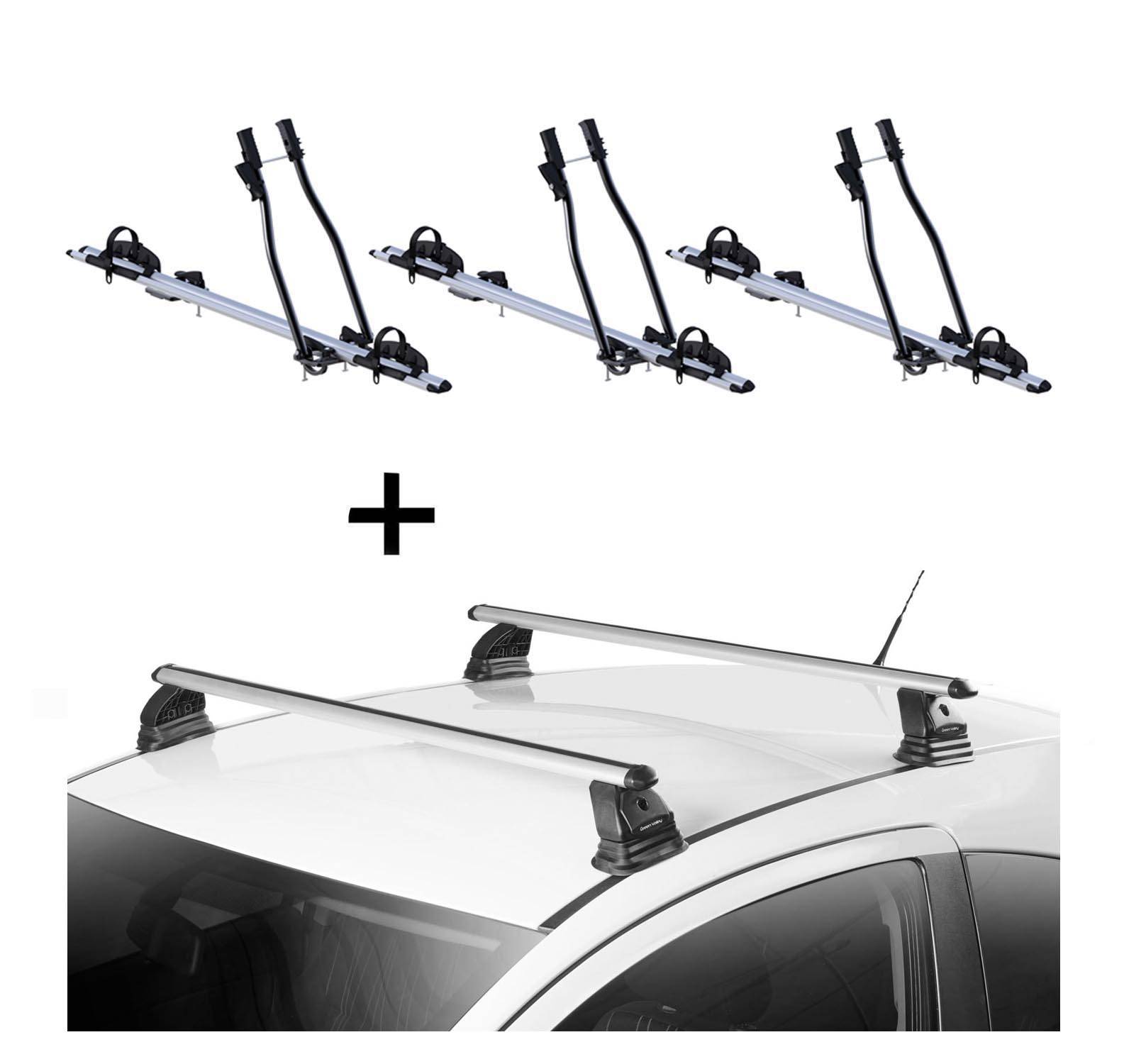 3x Fahrradträger SAGITTAR + Dachträger VDP EVO ALU kompatibel mit Bmw Serie 3 (F30) 4 Türer 2012-2019