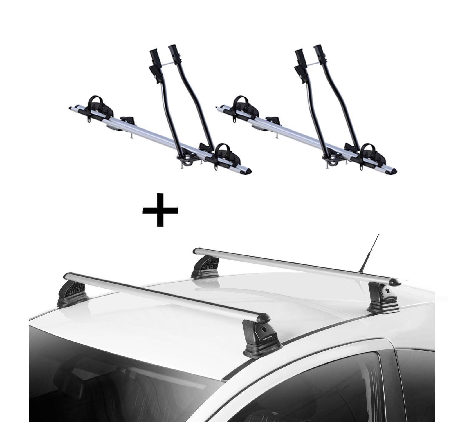 2x Fahrradträger SAGITTAR + Dachträger VDP EVO ALU kompatibel mit für Hyundai i20 (GB) 5 Türer ab 2015