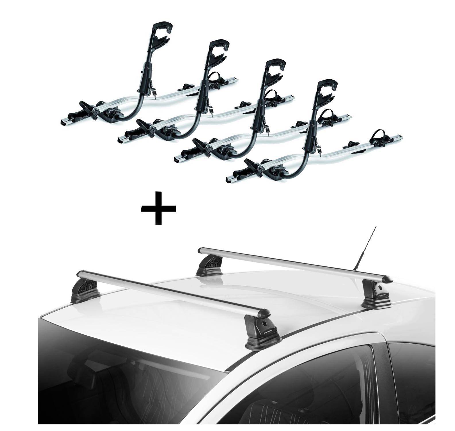 4x Fast Rider Alu Fahrradträger + Dachträger VDP EVO ALU kompatibel mit für Opel Corsa E 3-5 Türer 2015-2019