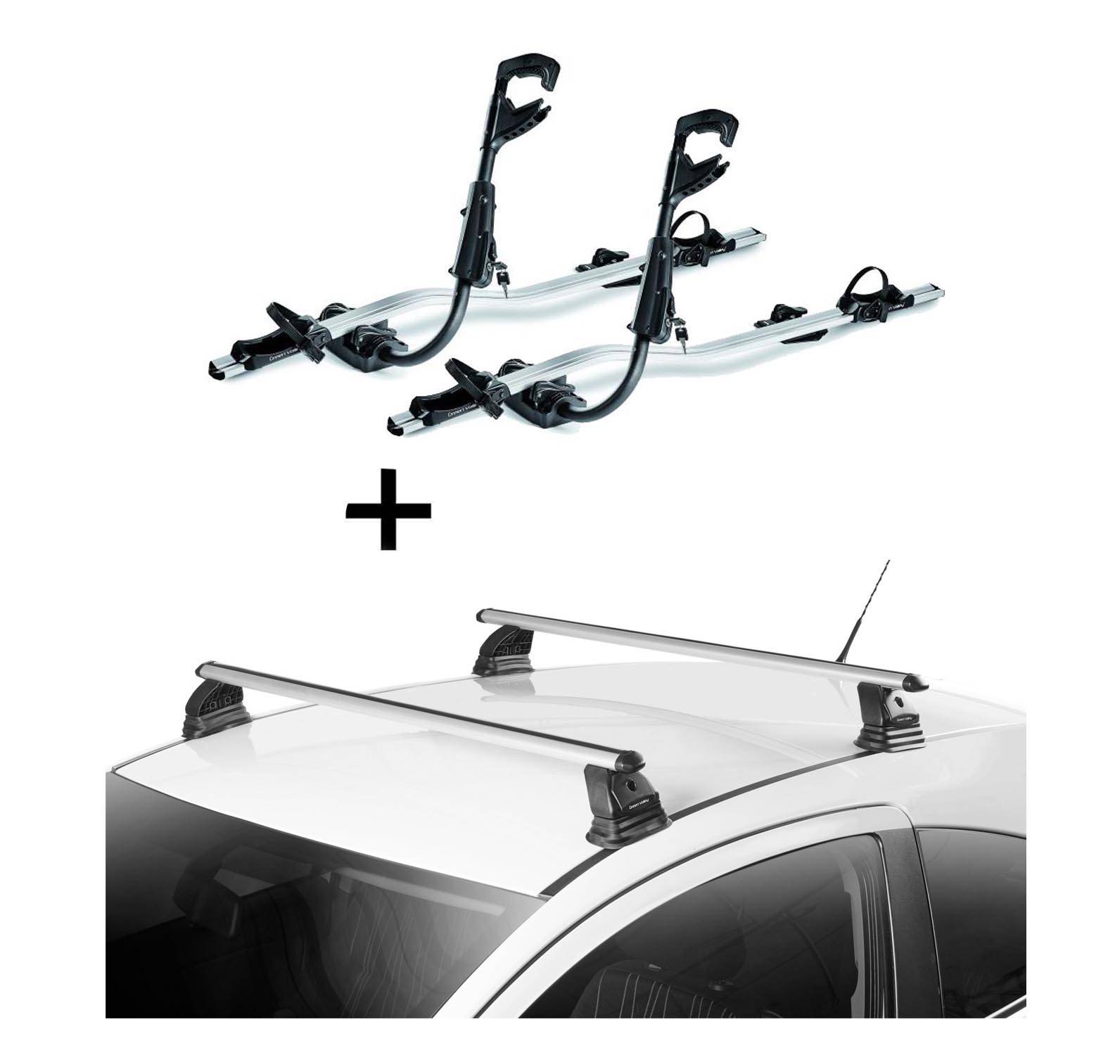 2x Fast Rider Alu Fahrradträger + Dachträger VDP EVO ALU kompatibel mit für Ford Connect 3-5 Türer 2002-2012