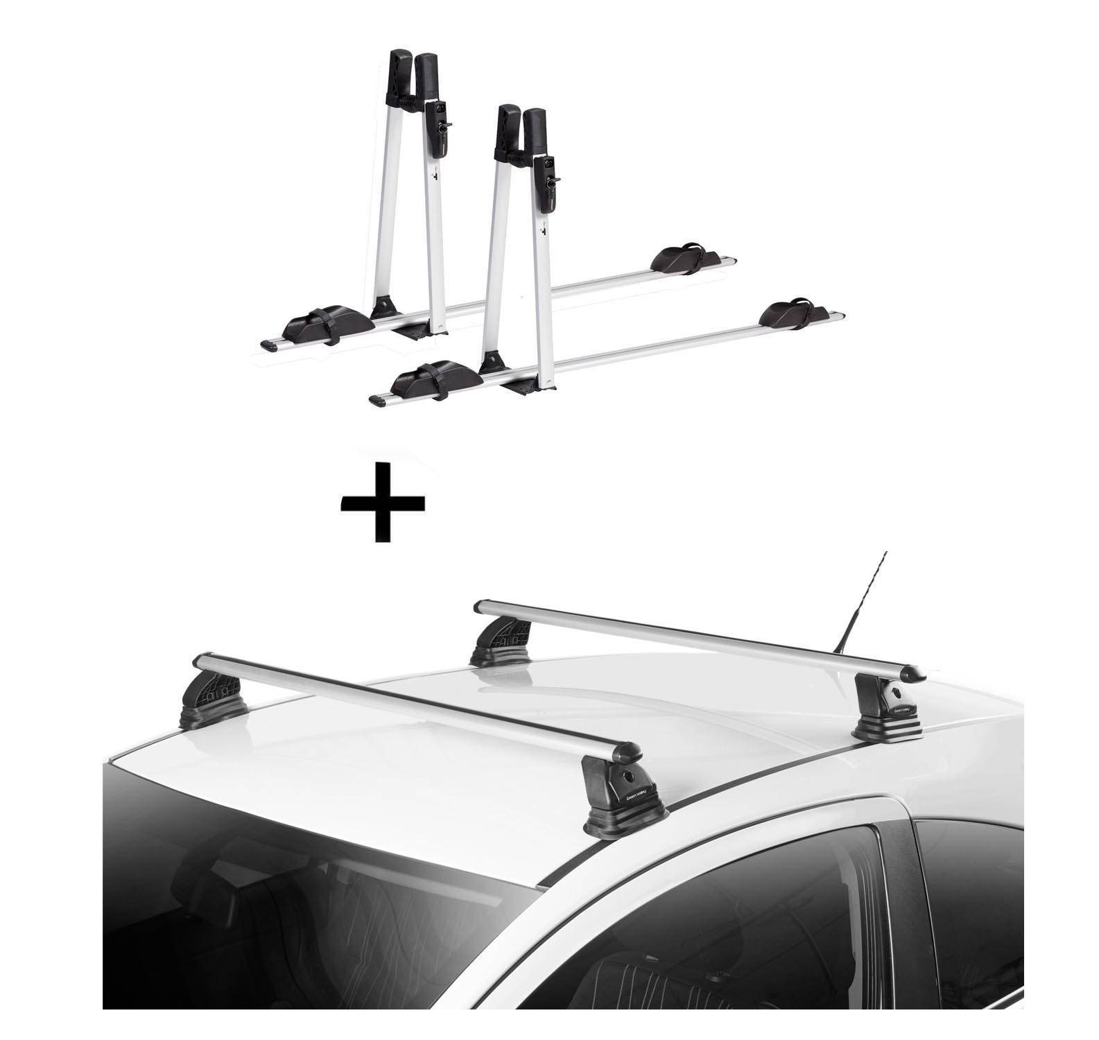 2x VDP Fahrradträger ALU Premium + Dachträger VDP EVO ALU kompatibel mit Bmw Serie 3 Touring (E46) 5 Türer 1999-2002