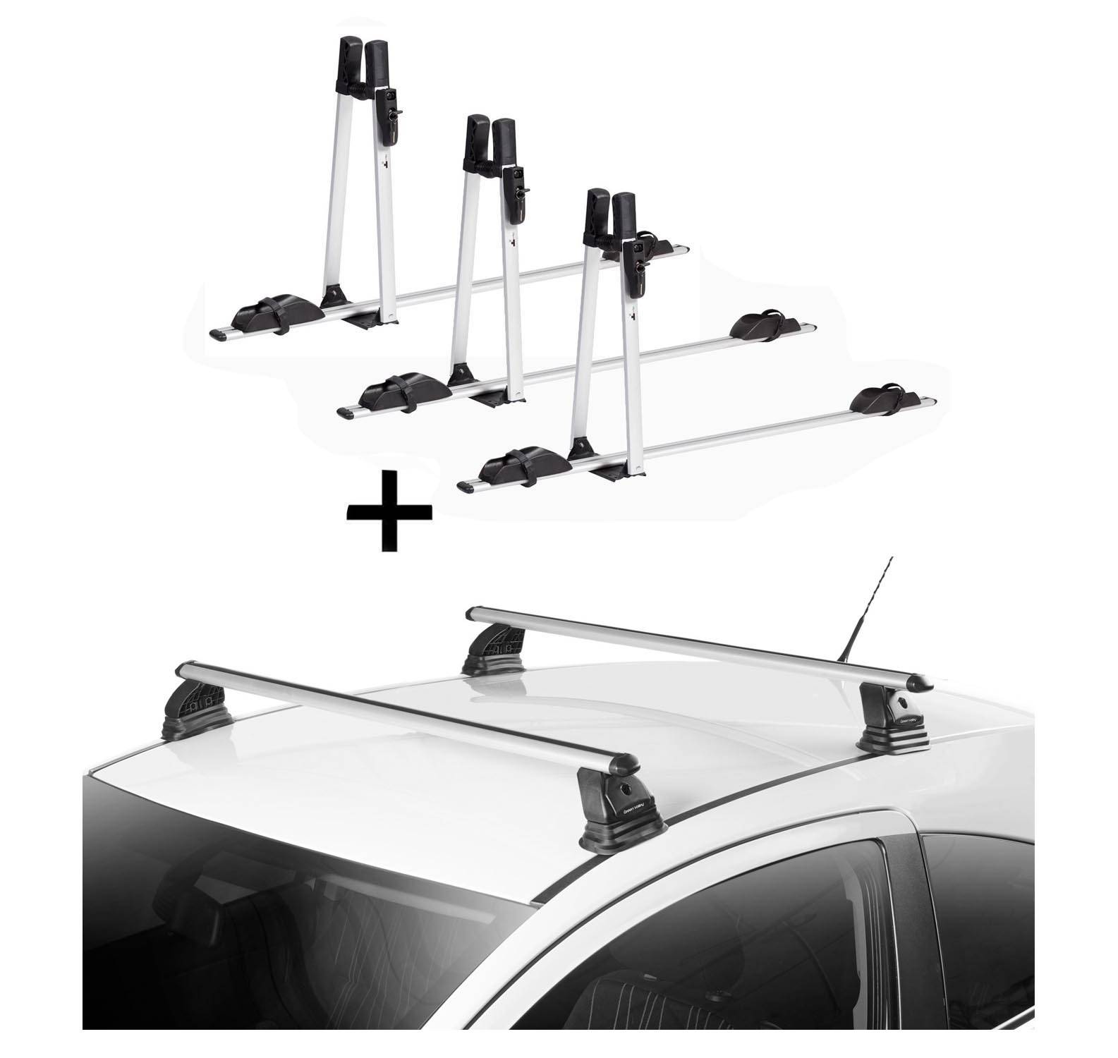 3x VDP Fahrradträger ALU Premium + Dachträger VDP EVO ALU kompatibel mit für Opel Zafira C (Tourer) 5 Türer 2011-2018