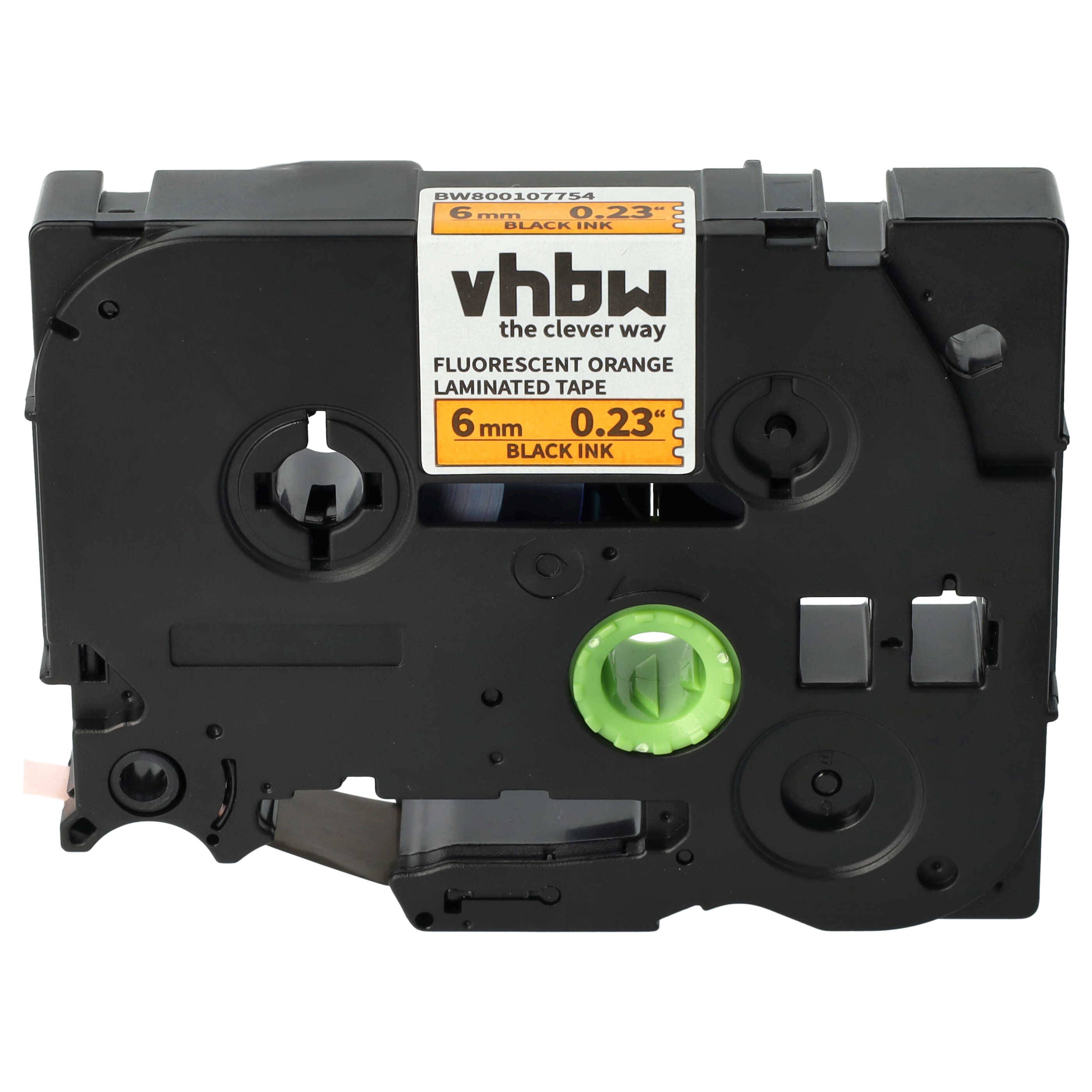 vhbw Schriftband-Kassette kompatibel mit Brother PT H100R | P700 Etiketten-Drucker 8m x 6mm Schwarz auf Neon-Orange