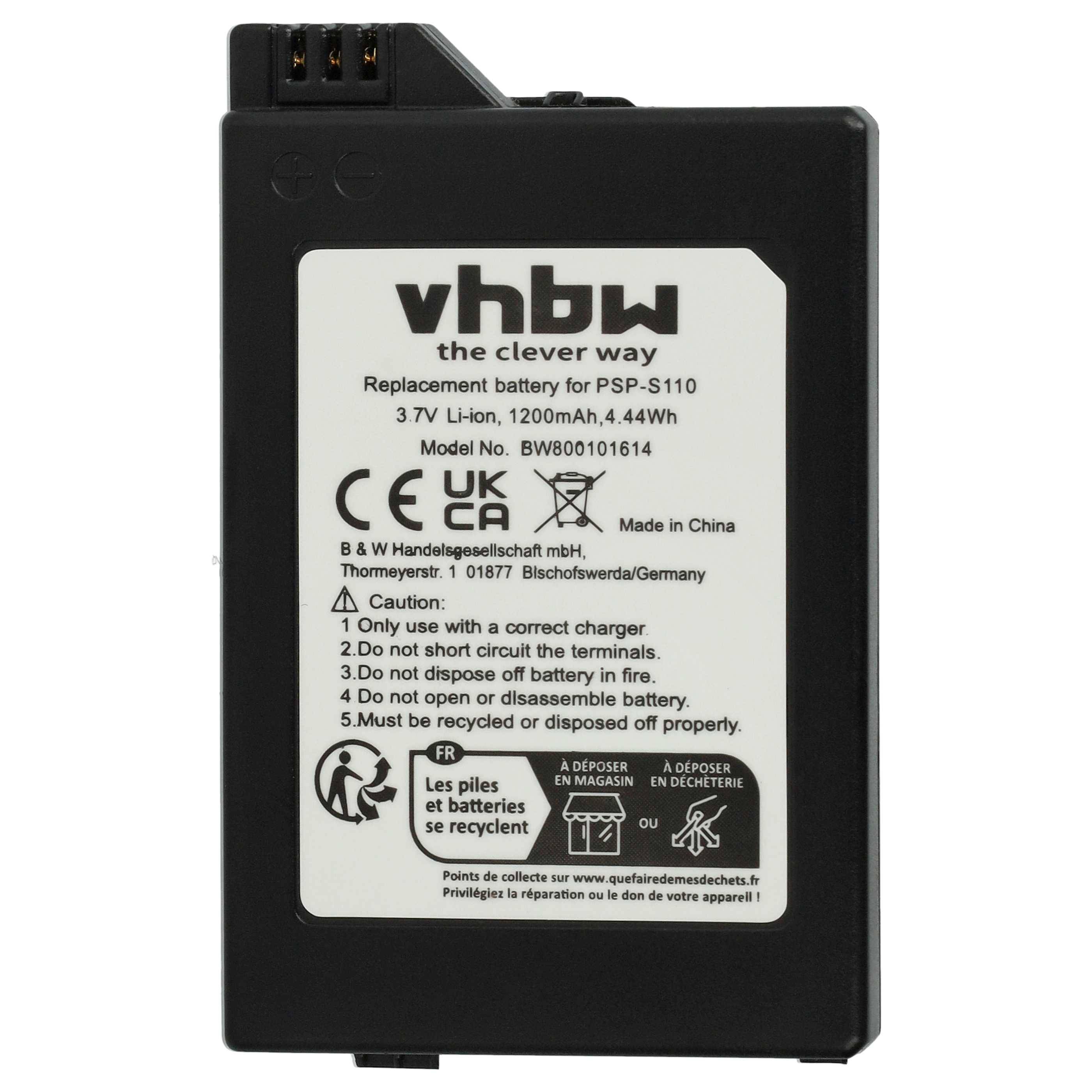 vhbw Akku kompatibel mit Sony Playstation Portable Slim & Lite PSP-2001 | PSP-2002, PSP-3001, PSP-3002 (1200mAh, 3,7V, Li-Ion)