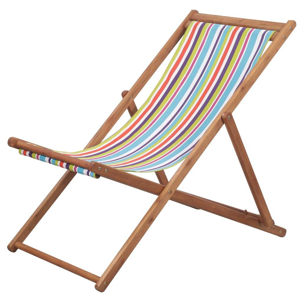 vidaXL Strandstuhl Klappbar Stoff und Massivholz Mehrfarbig
