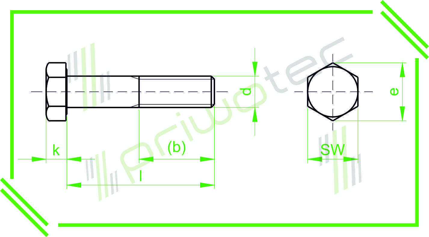 ISO4014 | DIN931 M4x35 Sechskantschrauben mit Schaft Teilgewinde Material: Stahl 8.8 - verzinkt (100 Stk.)