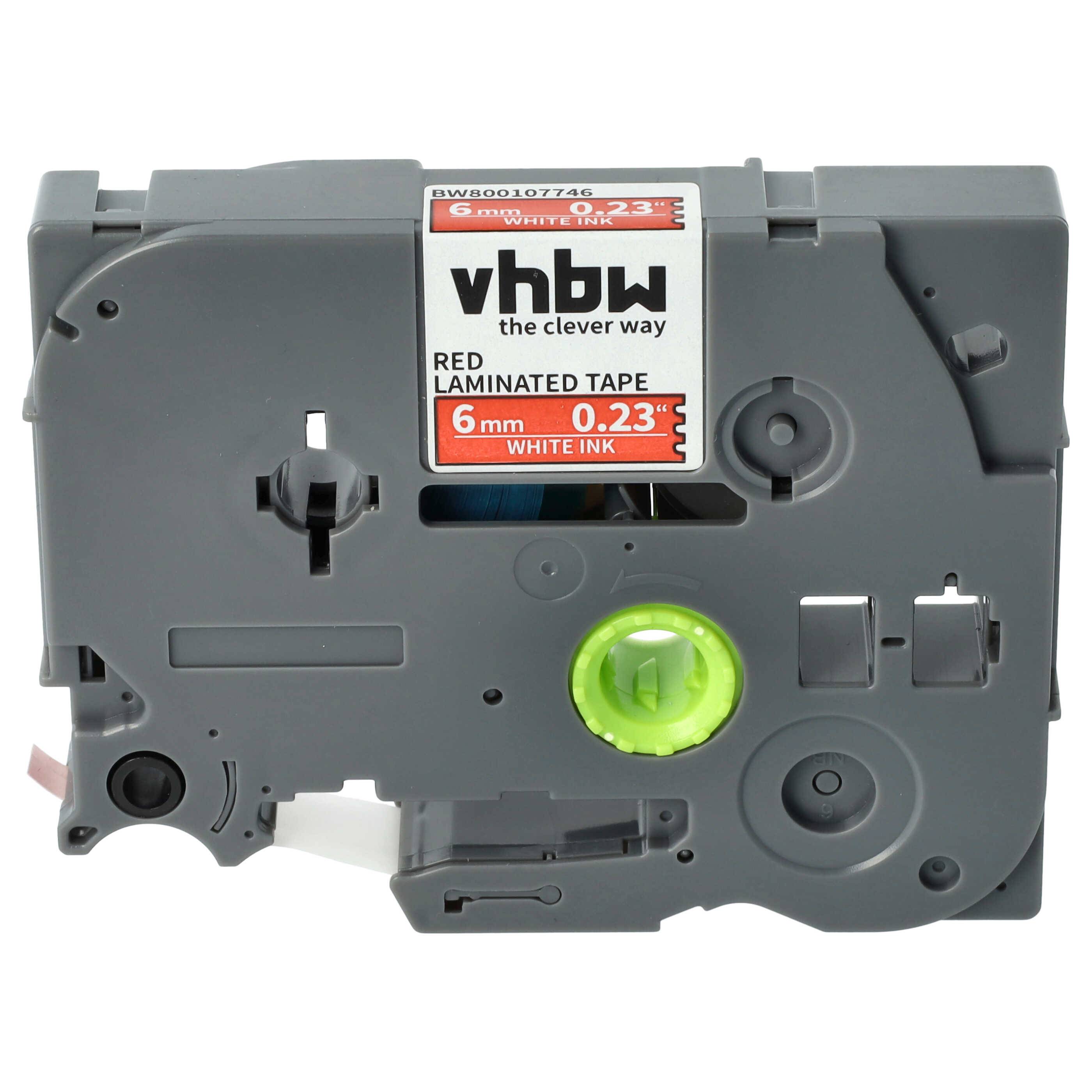 vhbw Schriftband-Kassette Ersatz für Brother TZE-415 für Etiketten-Drucker 8m x 6mm Weiß auf Rot