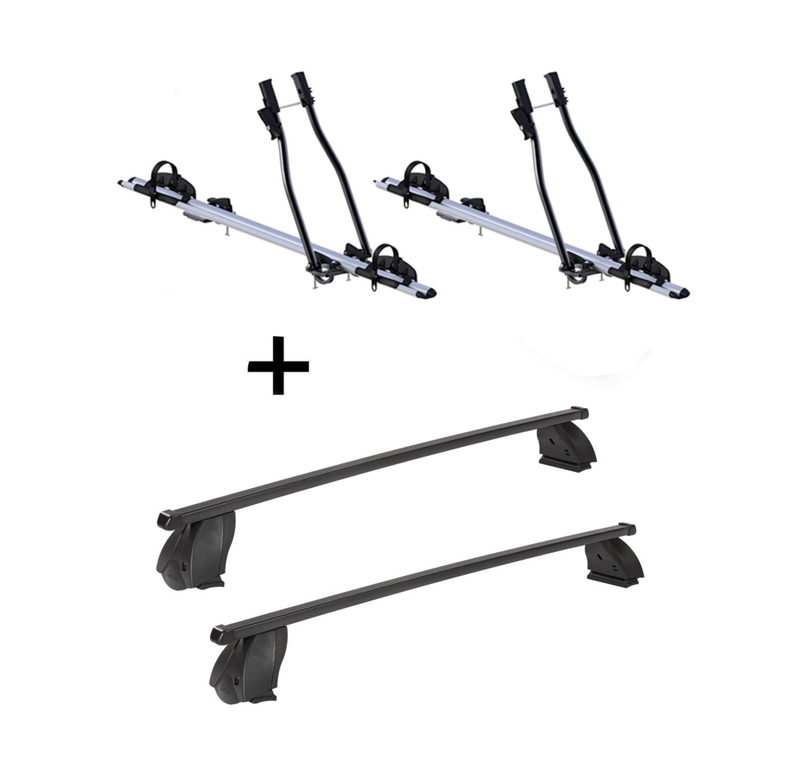 2x Fahrradträger SAGITTAR + Dachträger K1 MEDIUM kompatibel mit für Mercedes CLA Shooting Brake (X117) (5Türer) ab 15