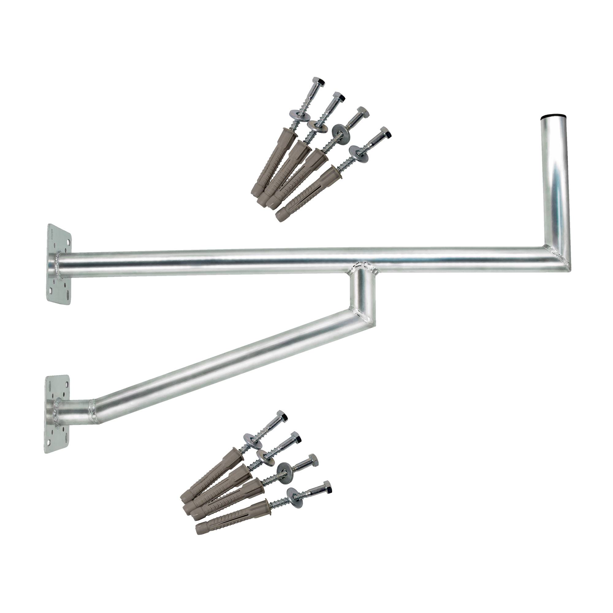 PremiumX 100cm Wandhalter Aluminium zwei Wandplatten SAT Wand-Halterung für Satelliten-Schüssel Wandausleger Schraubensatz