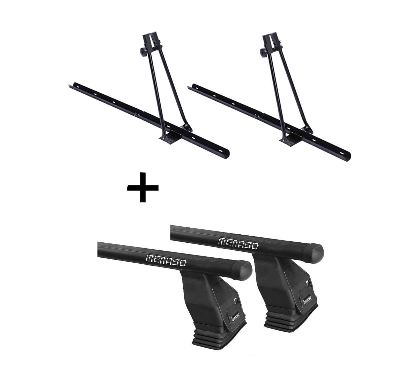 2xFahrradträger ORION + Dachträger Menabo Tema Stahl kompatibel mit für BMW 1er E87 2004-2007