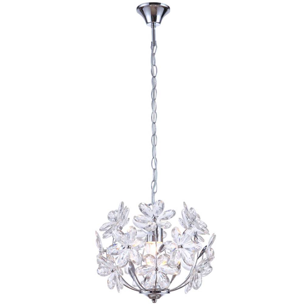 Hängeleuchte Pendelleuchte Blätterleuchte Deckenpendel Blumen Design, Acryl, Chrom, dimmbar Fernbedienung, 1x RGB LED 8,5W 806Lm warmweiß, DxH 34x8