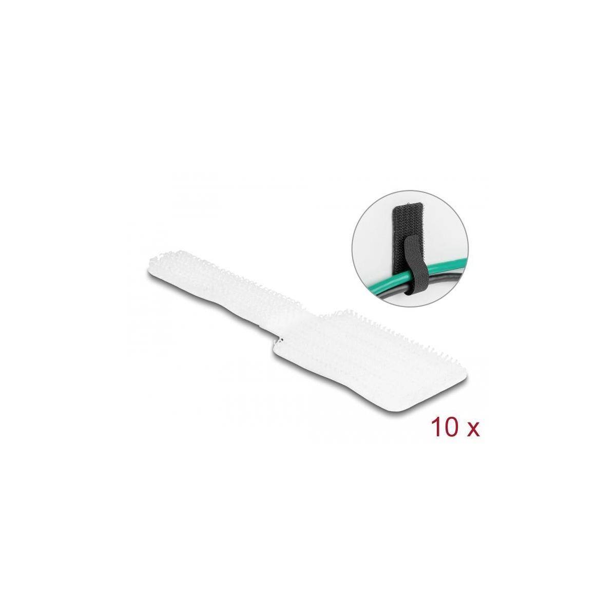 Delock Klett-Kabelhalter - Mini, selbstklebend - 9 cm - weiß (Packung mit 10) -