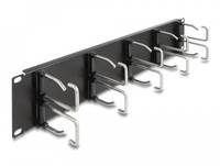 Delock Verlegetafel für Rack-Kabelmanagement - mit 10 Metallhaken - Schwarz - 2U