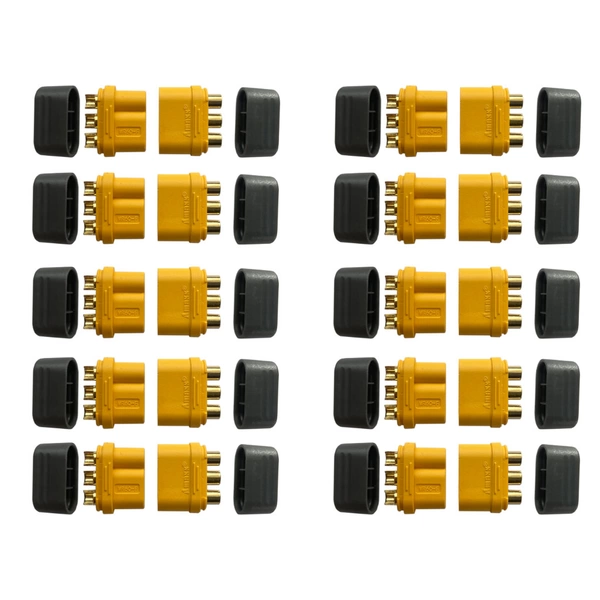 10 Paar MR60 Stecker/Buchse (male/female) 3,0 mm 3 Pin Goldkontakte + Caps 10 Paar MR60 Stecker/Buchse (male/female) 3,0 mm 3 Pin Goldkontakte + Caps