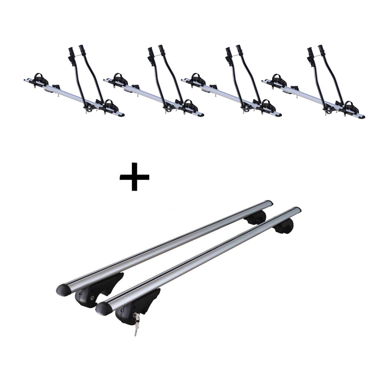 4x Fahrradträger SAGITTAR + Dachträger Rio 120 kompatibel mit für Mercedes E-Klasse T-Modell S211 03-'08