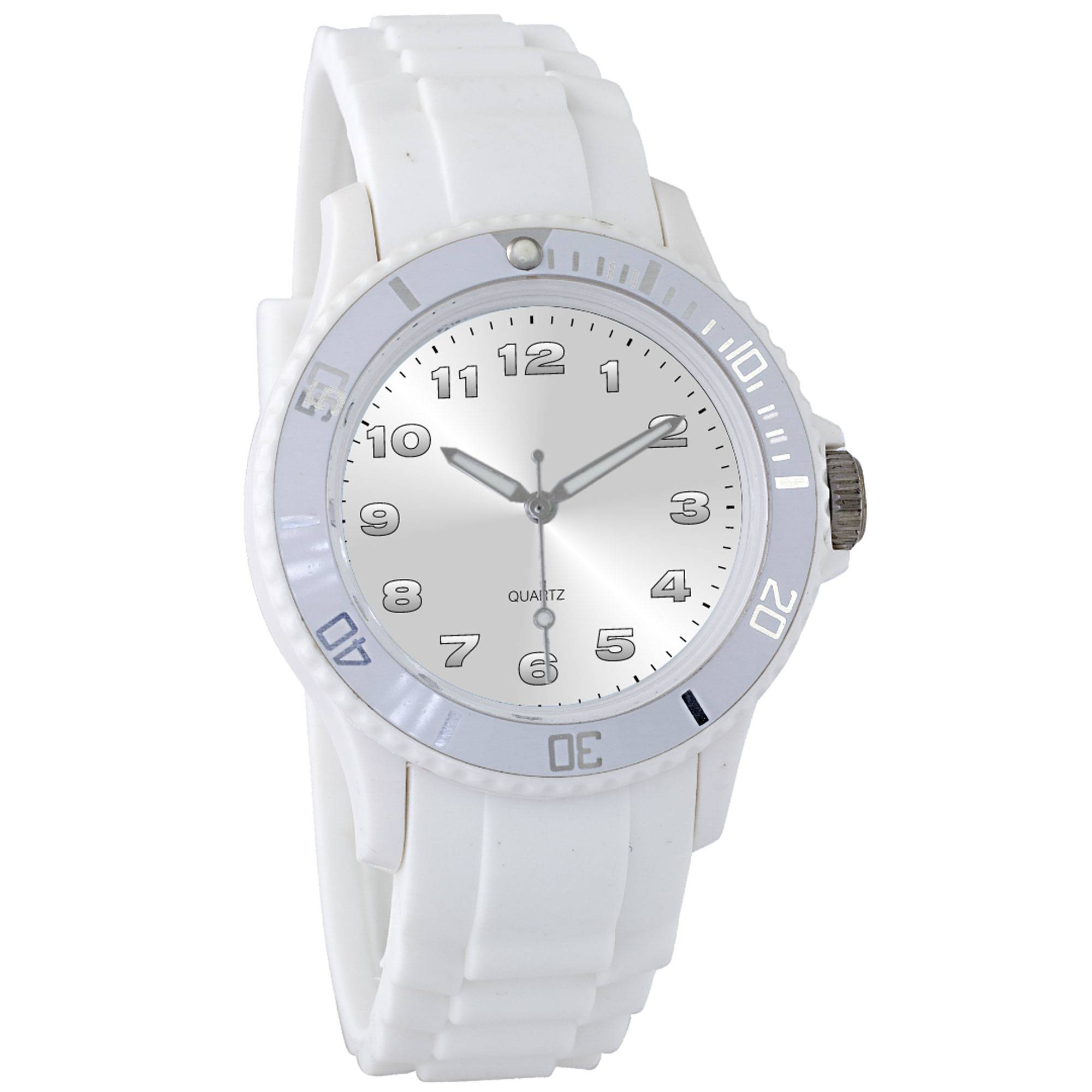 Herrenarmbanduhr mit Silikonarmband Quarzuhrwerk 39 mm 3 Bar mit Leuchtzeigern Weiß Quarzuhr Herrenarmbanduhr 20 mm breit - 8-NO819-2