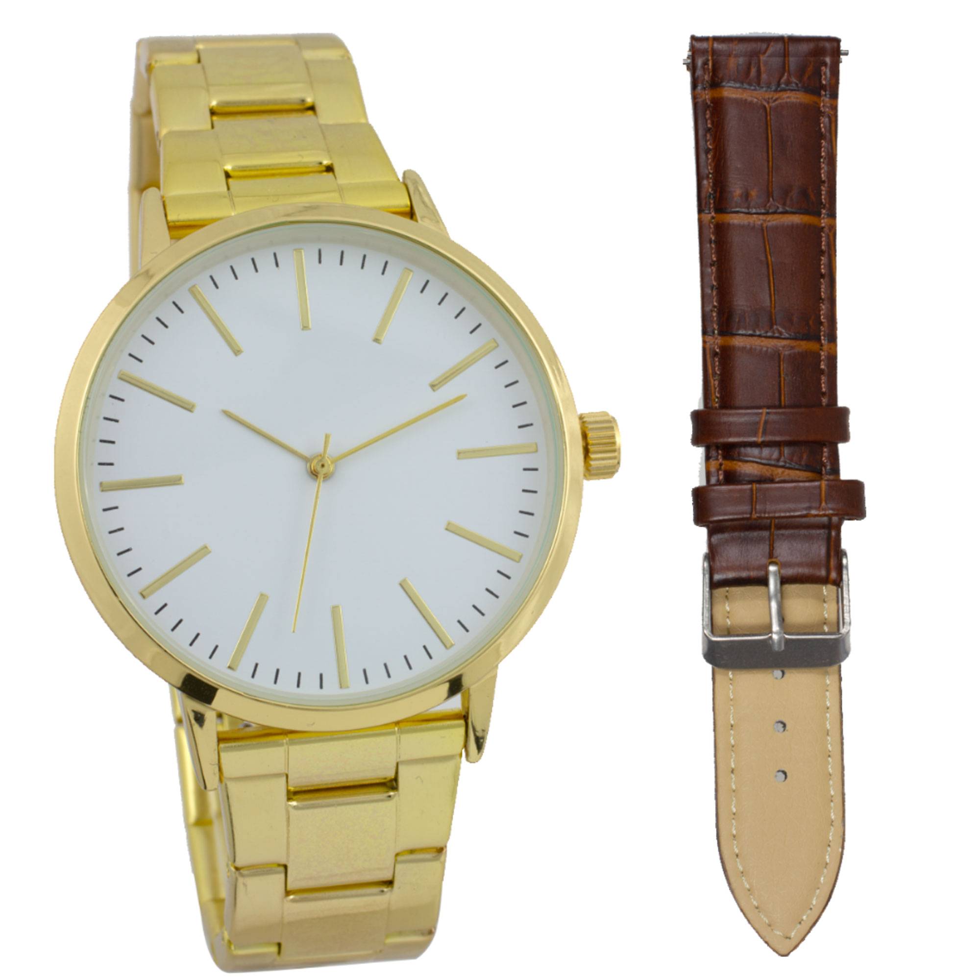 Herrenarmbanduhr mit Metallarmband und Wechselarmband - 2-LD5039-5