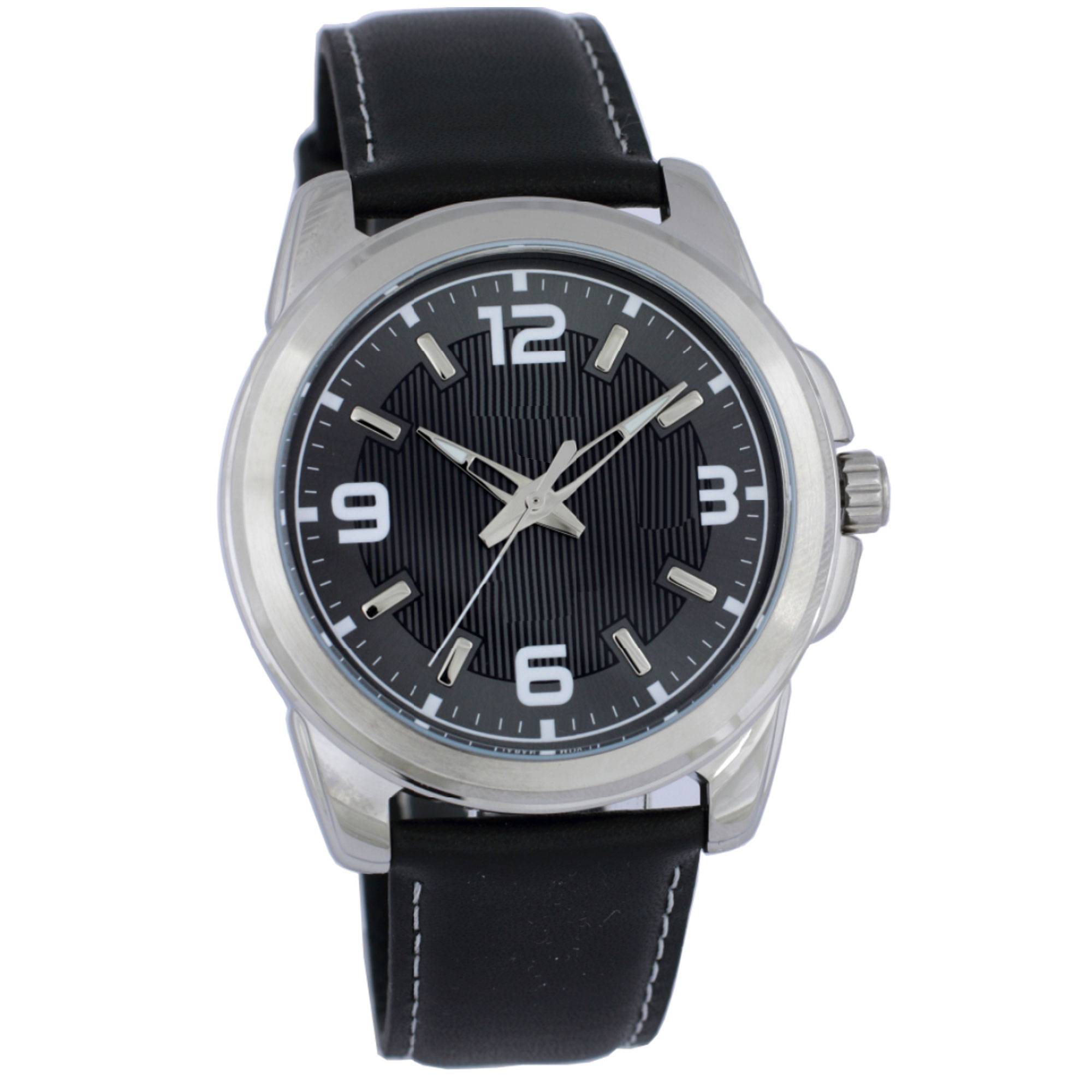 Moderne Design Herrenarmbanduhr mit Lederarmband 43 mm Quarzuhwerk