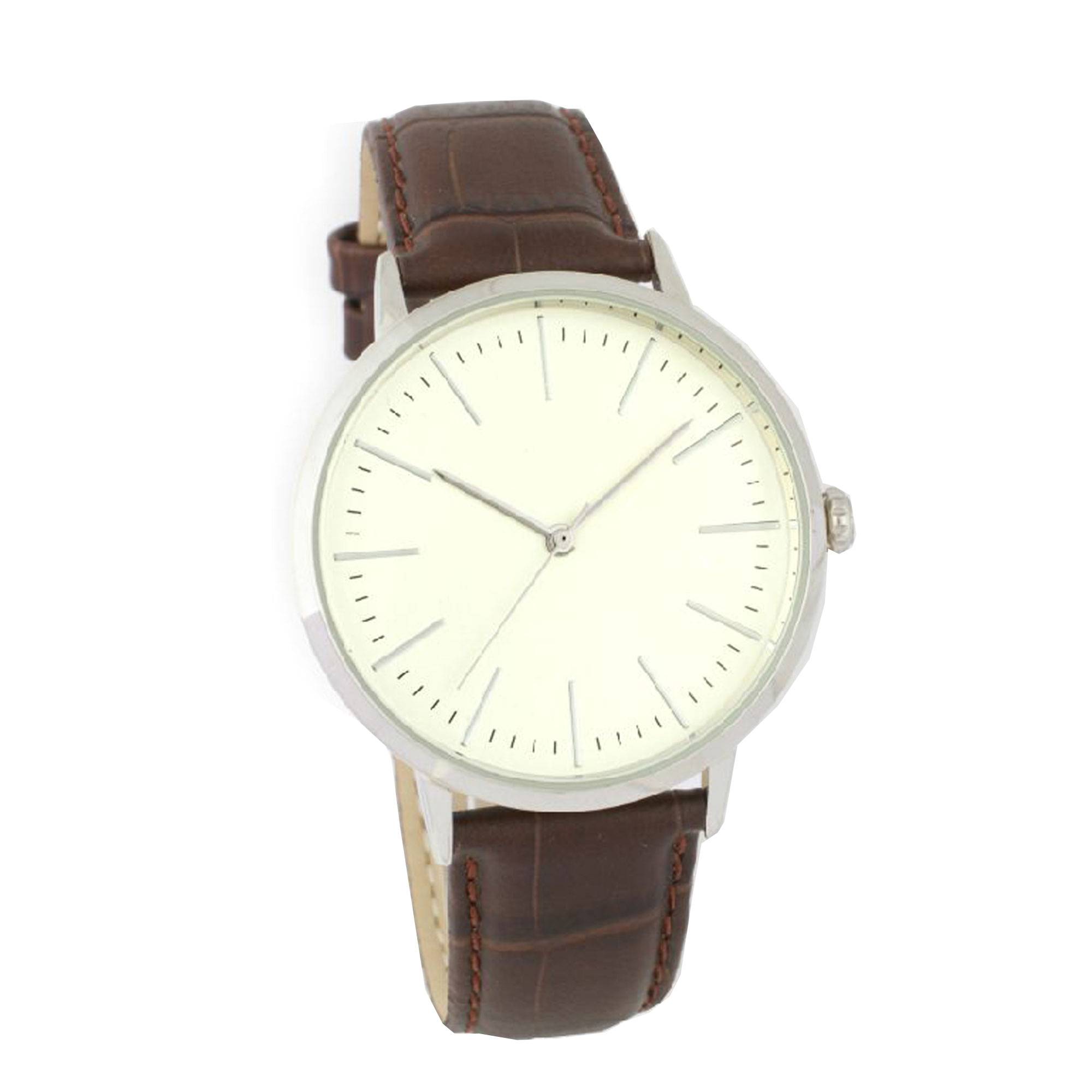 Herrenarmbanduhr mit Lederarmband japanisches Quarzuhrwerk