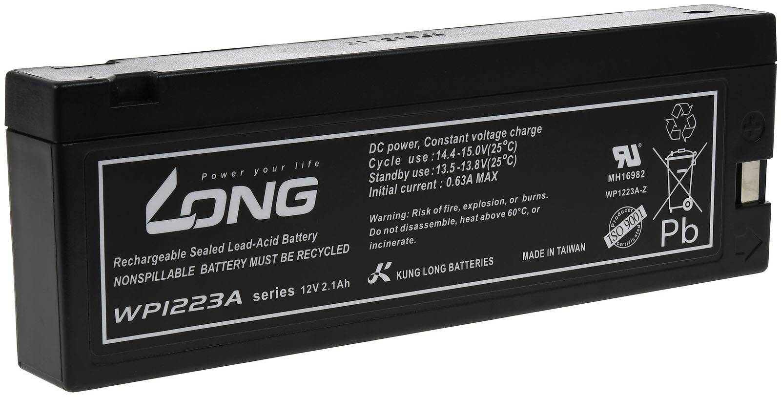 Powery Long Bleiakku WP1223A 12V 2100mAh, 12V, Lead-Acid