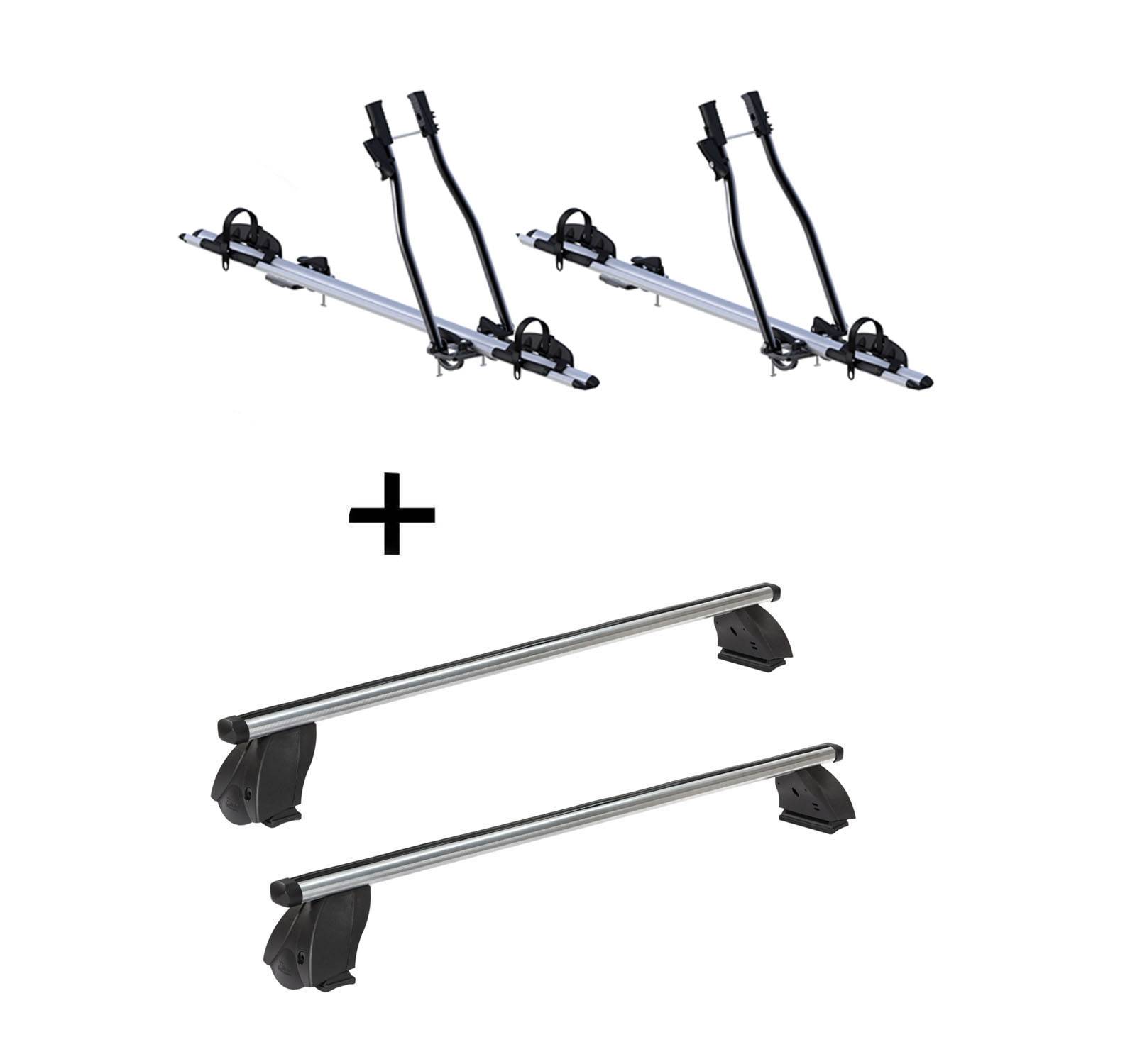 2x Fahrradträger SAGITTAR + Dachträger K1 PRO Aluminium kompatibel mit für Fiat Multipla I (5Türer) 98-03