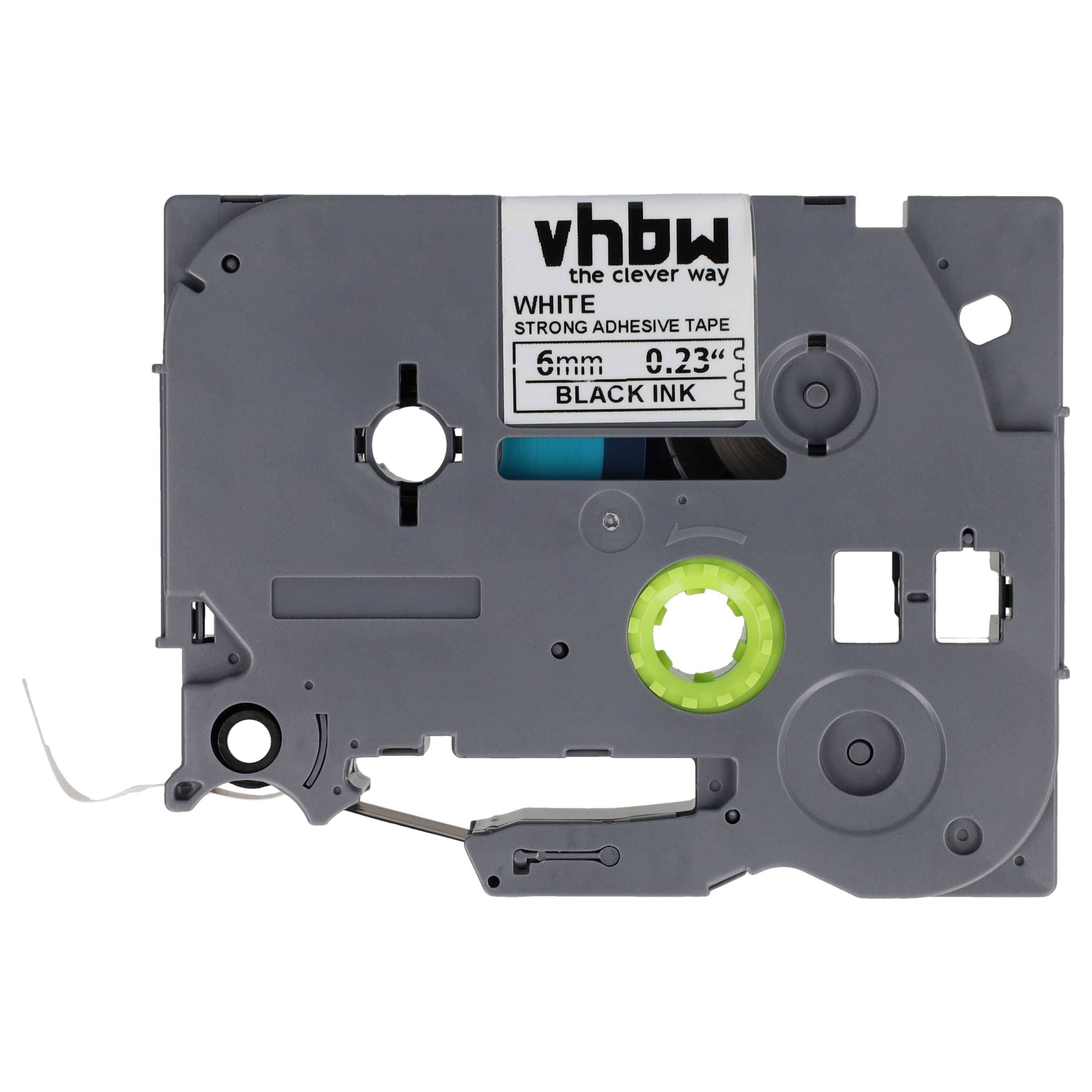 vhbw Schriftband-Kassette kompatibel mit Brother PT P900W, P950NW, P900, P900NW Etiketten-Drucker 8m x 6mm Schwarz auf Weiß, Extra Stark, Laminiert