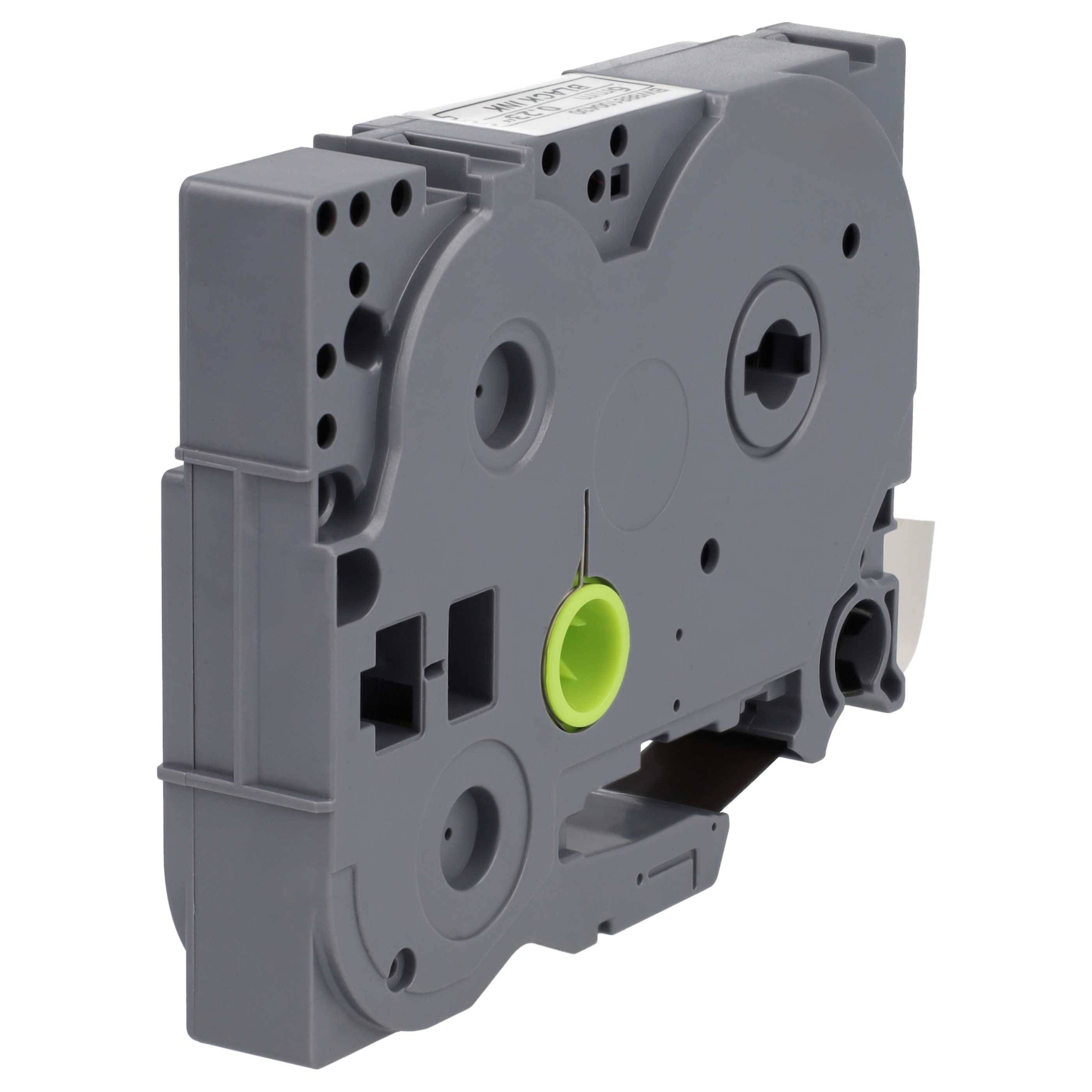 vhbw Schriftband-Kassette kompatibel mit Brother PT 1800+, 1800ECC, 1810, 1830 Etiketten-Drucker 8m x 6mm Schwarz auf Weiß, Extra Stark, Laminiert