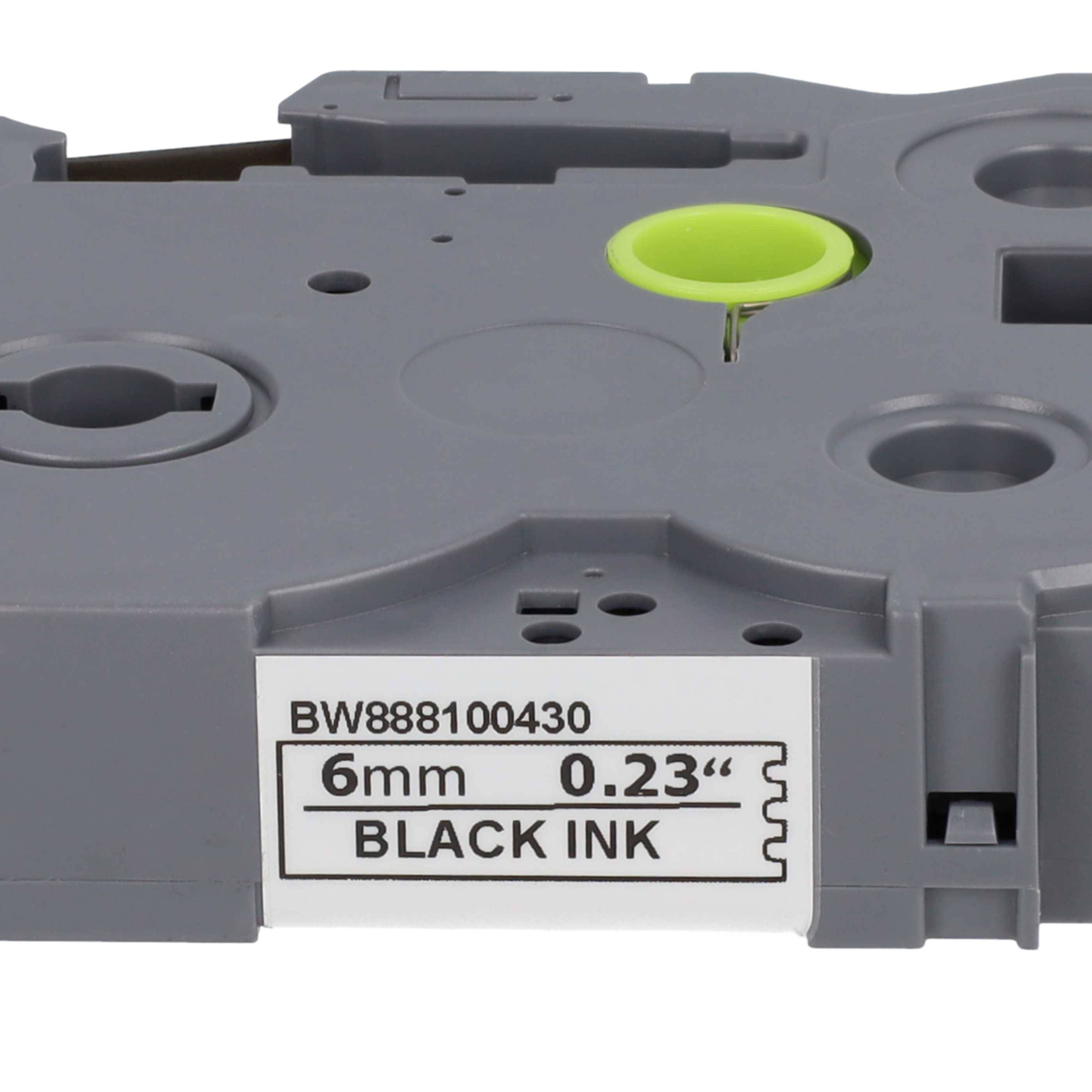 vhbw Schriftband-Kassette kompatibel mit Brother PT P750TDI, P700, P750, P750W Etiketten-Drucker 8m x 6mm Schwarz auf Weiß, Extra Stark, Laminiert