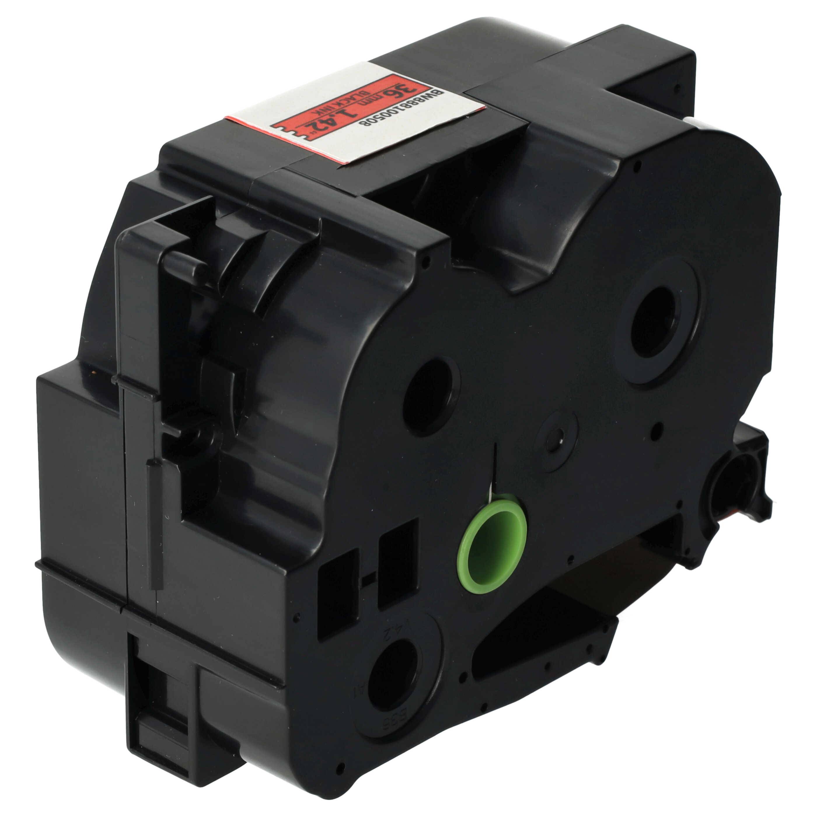 vhbw Schriftband-Kassette kompatibel mit Brother PT 9600, 9700PC, 9800PCN, 9500pc Etiketten-Drucker 8m x 36mm Schwarz auf Rot, Flexibel, Laminiert