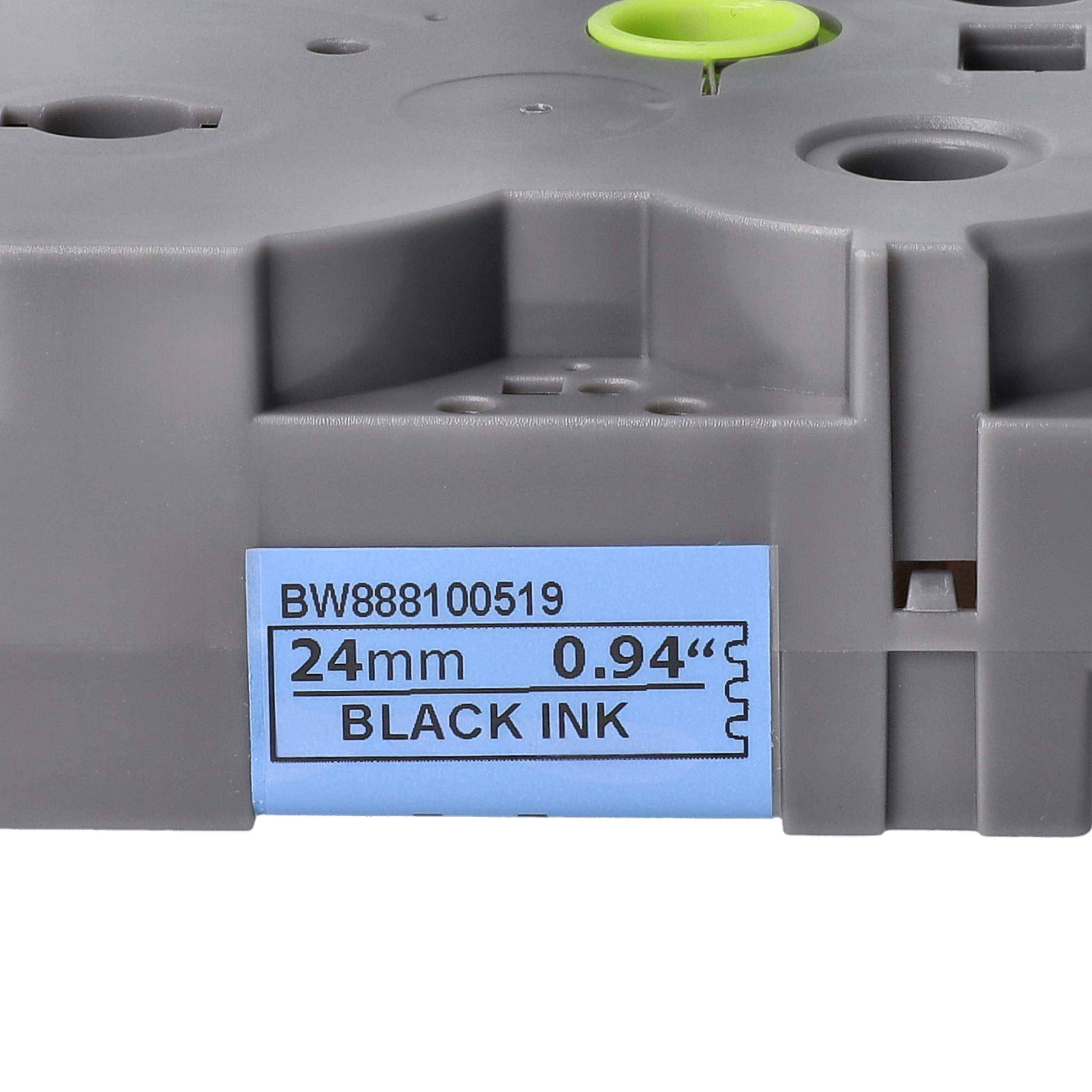 vhbw Schriftband-Kassette kompatibel mit Brother PT 2470, 2460, 2450CC, 2450DX Etiketten-Drucker 8m x 24mm Schwarz auf Blau, Flexibel, Laminiert