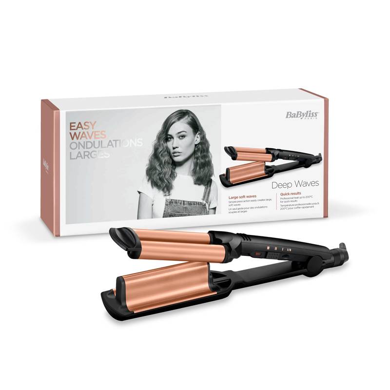 BaByliss Deep Waves, Lockenstab, Warm, Alle Haare, trockenes Haar, Schwarz, Orange, 2,5 m