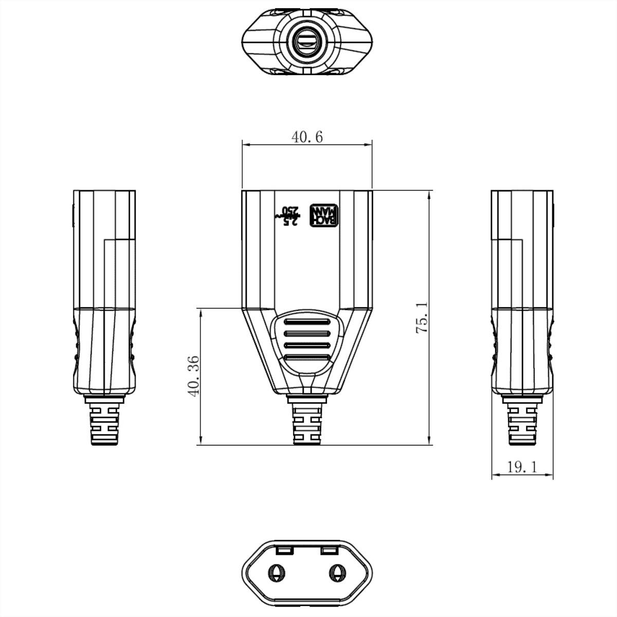 BACHMANN Euroflachkupplung weiß, Schraubanschluss VE 3 Stk. im Polybeutel