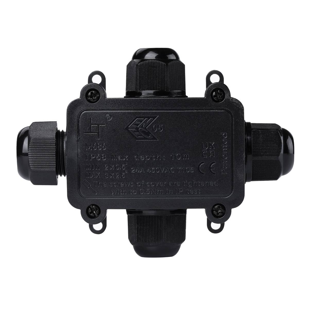 Kabelverbinder Verteiler Abzweig Verbindungsdose Outdoor IP68 Wasserdicht X Form 4-Fach