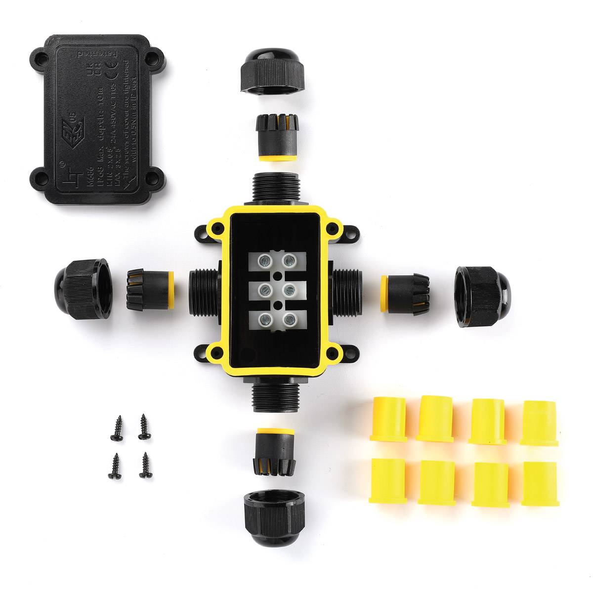 Kabelverbinder Verteiler Abzweig Verbindungsdose Outdoor IP68 Wasserdicht X Form 4-Fach