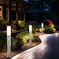 3er Set Edelstahl Steh Lampe Außen Steckdosen Bewegungsmelder Garten Wege Leuchte silber 3er Set Edelstahl Steh Lampe Außen Steckdosen Bewegungsmelder Garten Wege Leuchte silber