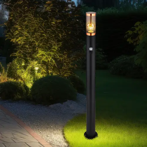 Standleuchte Außenbeleuchtung Stehleuchte mit Bewegungsmelder Garten Edelstahl, dimmbar Fernbedienung, 1x RGB LED 8,5W 806Lm warmweiß, DxH 7,6x110 Standleuchte Außenbeleuchtung Stehleuchte mit Bewegungsmelder Garten Edelstahl, dimmbar Fernbedienung, 1x RGB LED 8,5W 806Lm warmweiß, DxH 7,6x110