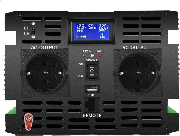 Wechselrichter Mobilektro MCI-12/3000, mit integriertem 20A Ladegerät, 12V DC, 3000W