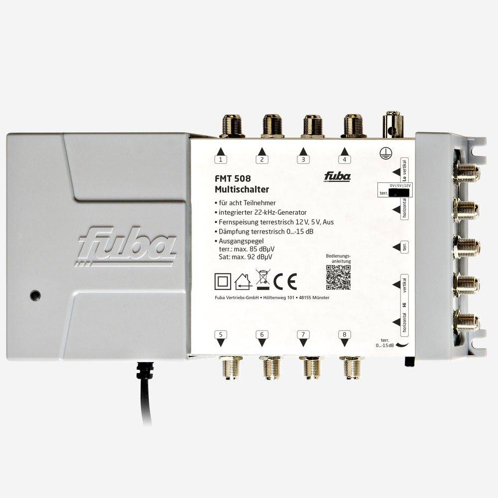 Fuba FMT 508 Multischalter 5/8 - SAT Multischalter 8 Teilnehmer/Receiver/TV mit Energiesparnetzteil - Multiswitch Quattro- und Quad-LNB tauglich