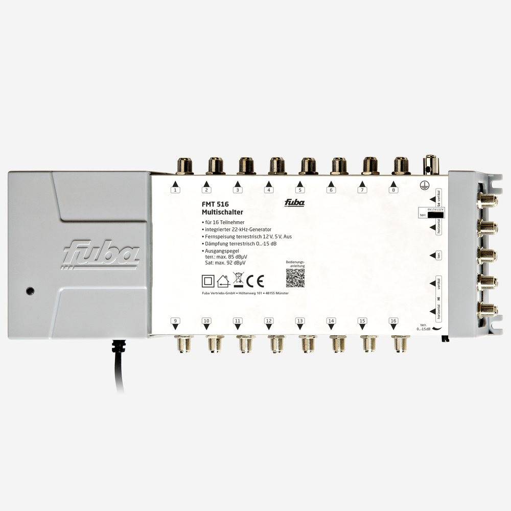 Fuba FMT 516 Multischalter 5/16 - SAT Multischalter 16 Teilnehmer/Receiver/TV mit Energiesparnetzteil - Multiswitch Quattro- und Quad-LNB tauglich