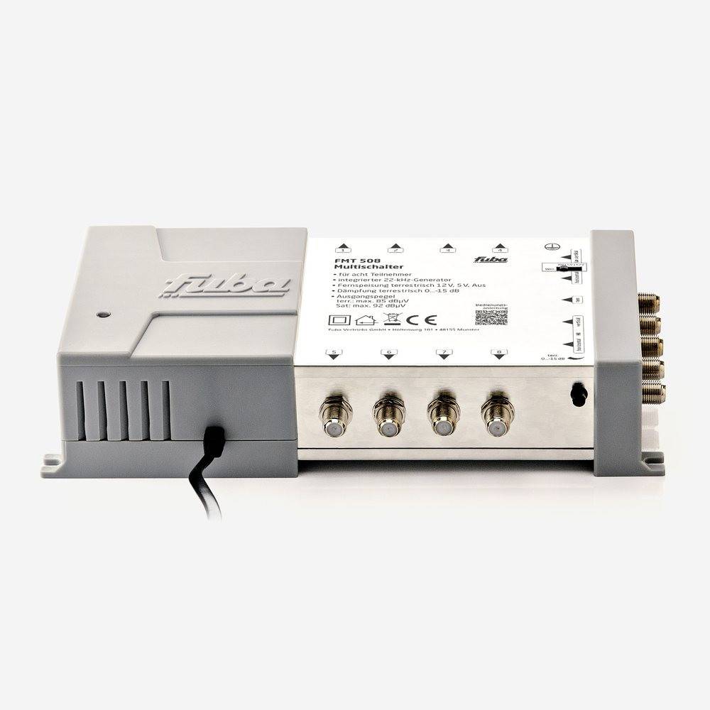 Fuba FMT 508 Multischalter 5/8 - SAT Multischalter 8 Teilnehmer/Receiver/TV mit Energiesparnetzteil - Multiswitch Quattro- und Quad-LNB tauglich