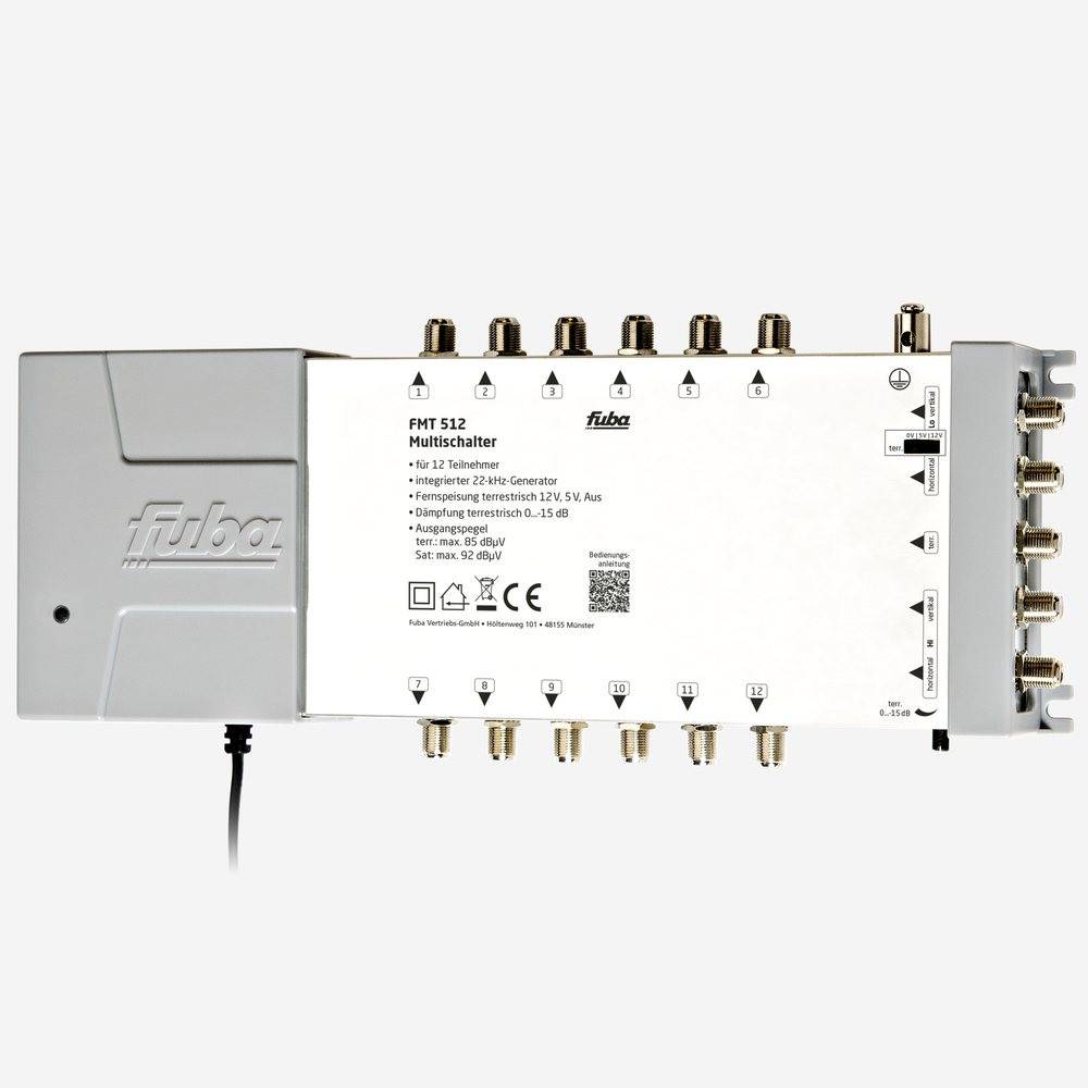 Fuba FMT 512 Multischalter 5/12 - SAT Multischalter 12 Teilnehmer/Receiver/TV mit Energiesparnetzteil - Multiswitch Quattro- und Quad-LNB tauglich