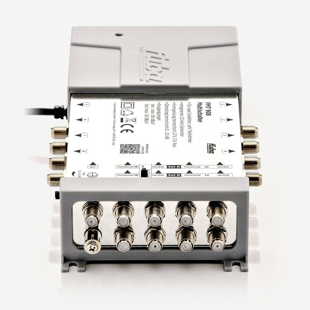 Fuba FMT 908 Multischalter 9/8 - SAT Multischalter 8 Teilnehmer/Receiver/TV für 2 Satelliten mit Energiesparnetzteil - Multiswitch Quattro- und