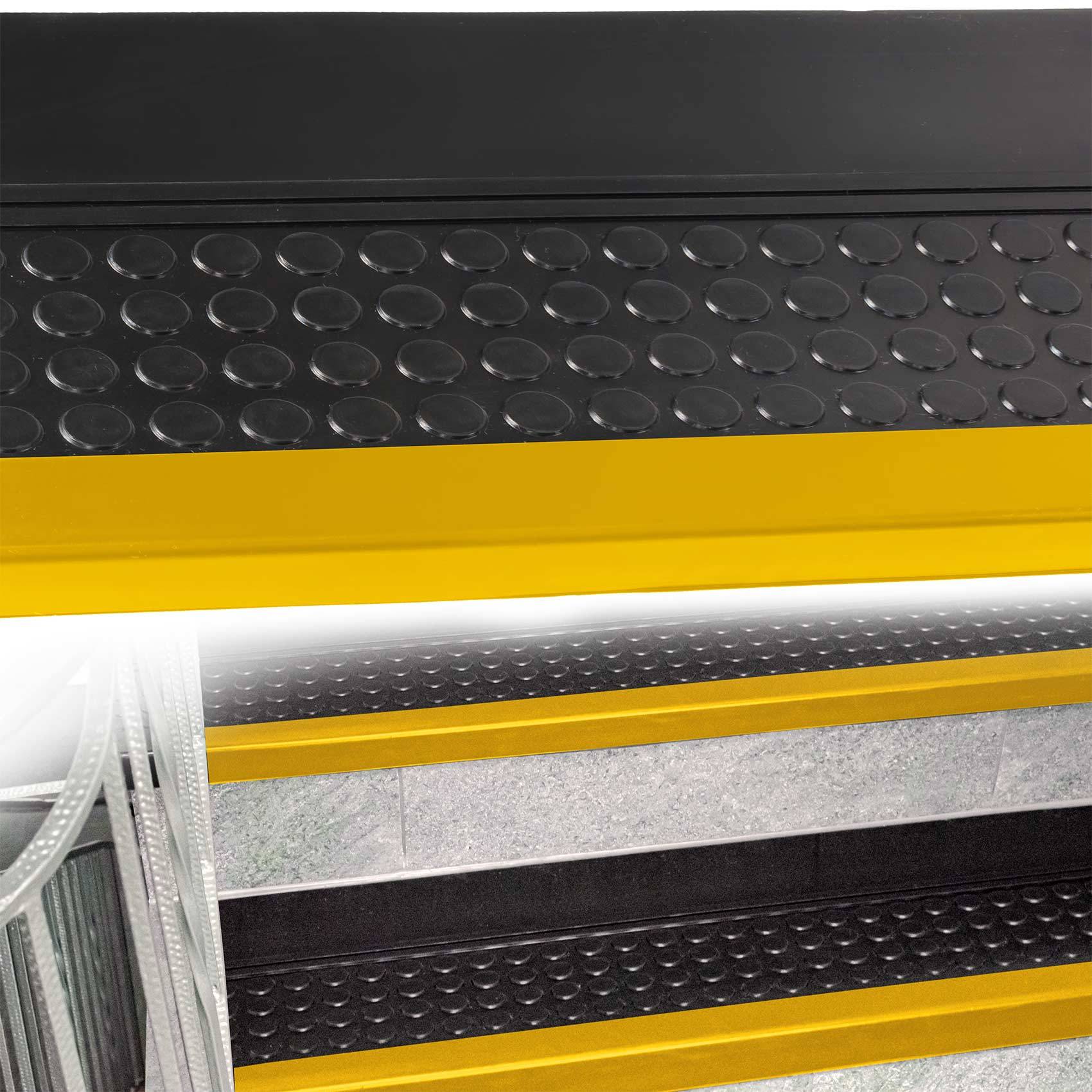 Stufenmatten Gummi Treppenschutz Schwarz Gelb 90x30x4cm