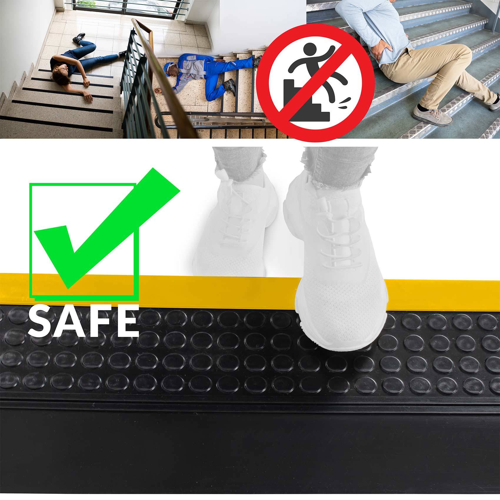 Stufenmatten Gummi Treppenschutz Schwarz Gelb 90x30x4cm