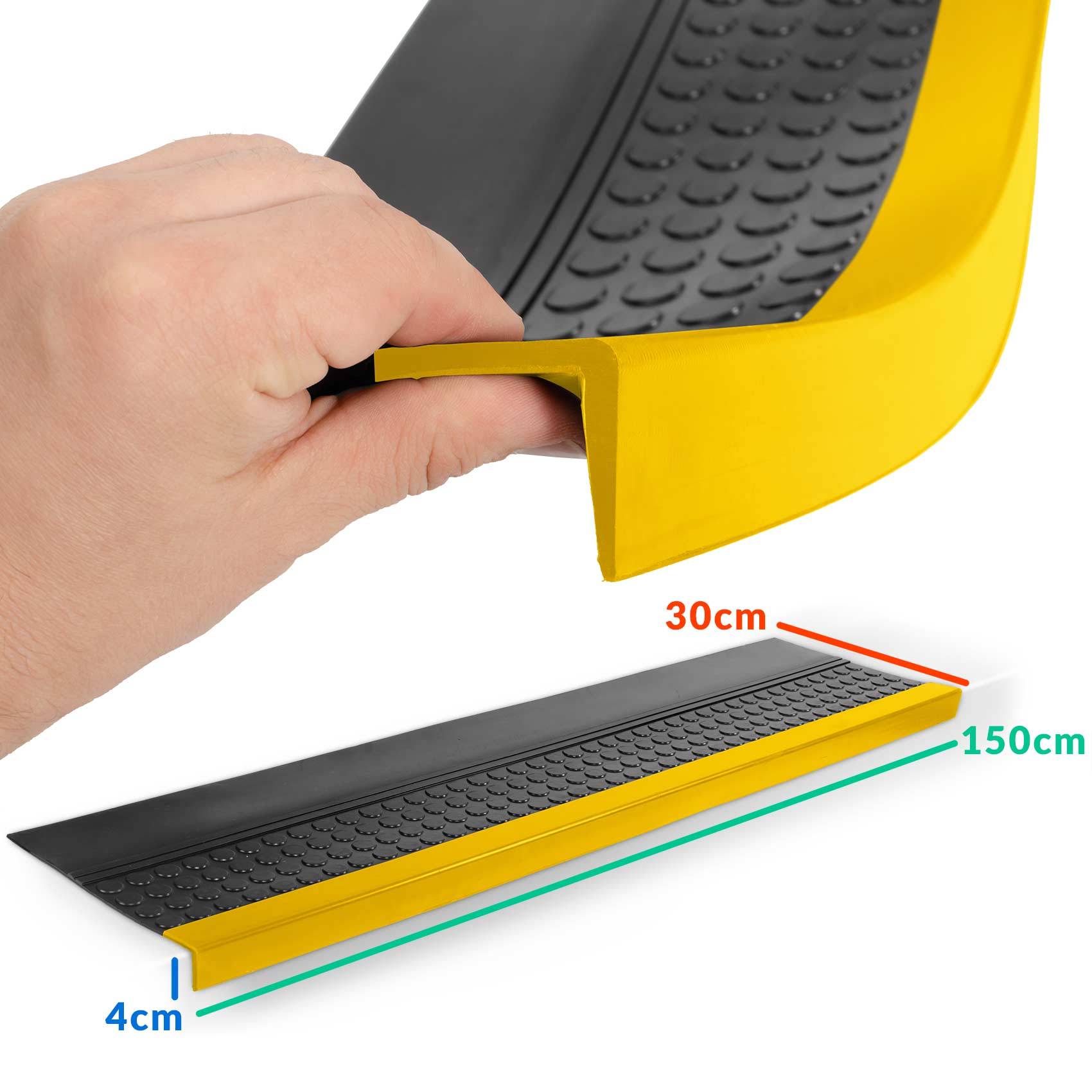 Stufenmatten Gummi Treppenschutz Schwarz Gelb 90x30x4cm