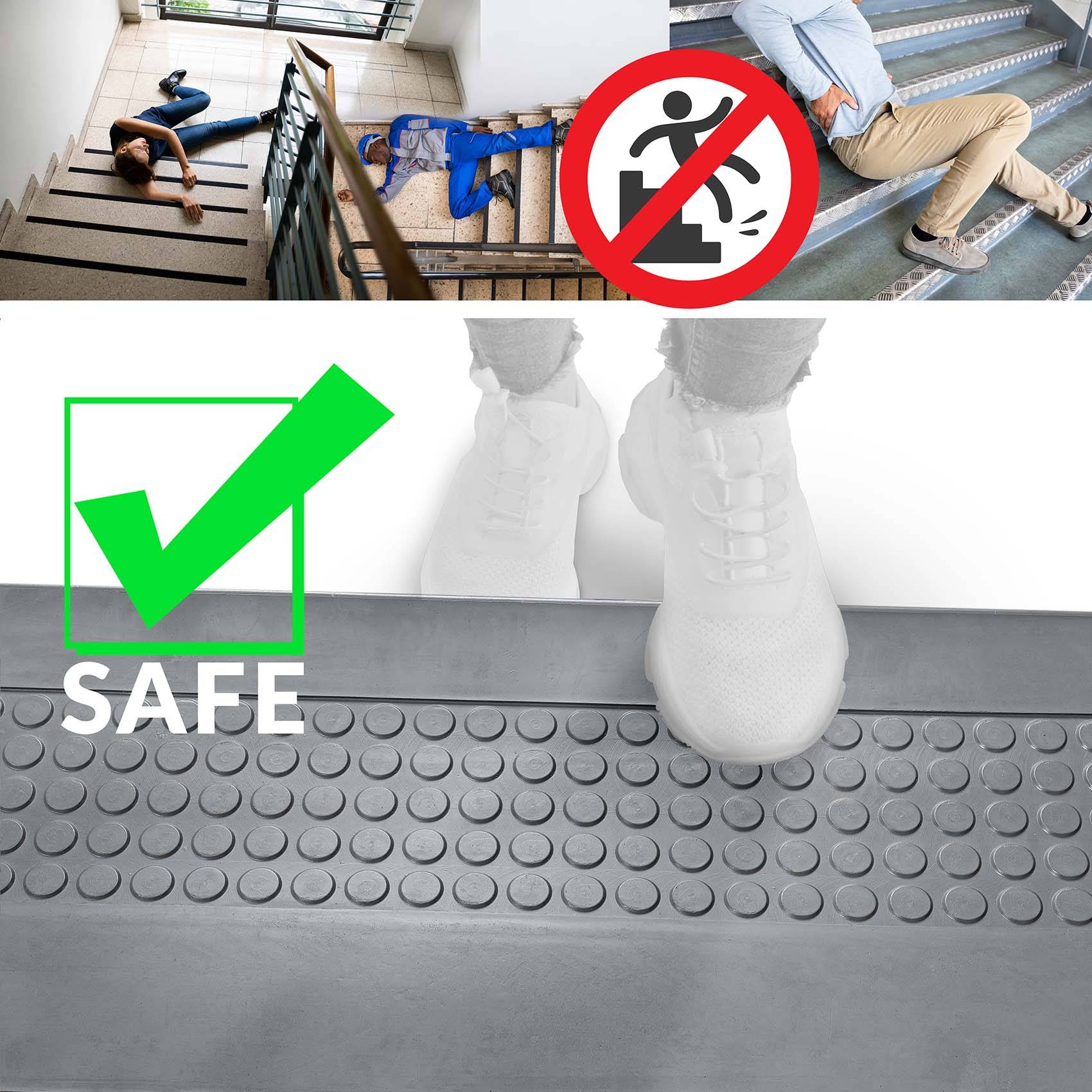 Stufenmatten Gummi mit Noppen Grau 120x30x4cm