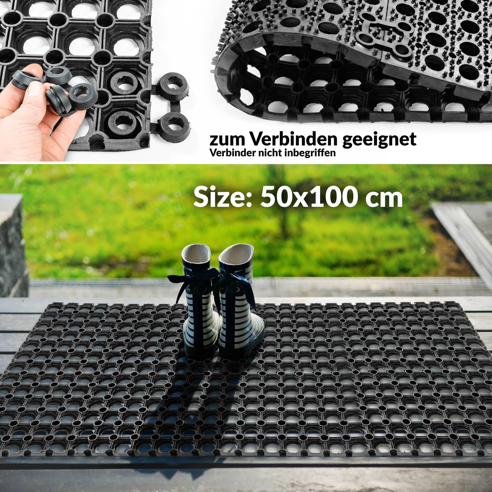Ringgummimatte Fußabtreter Ringmatte Schwarz 50x100cm